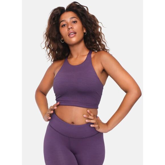 Outdoor Voices TechSweat Crop High‎ Sweat Sports Bra Purple Womens Size Small - Picture 1 of 6